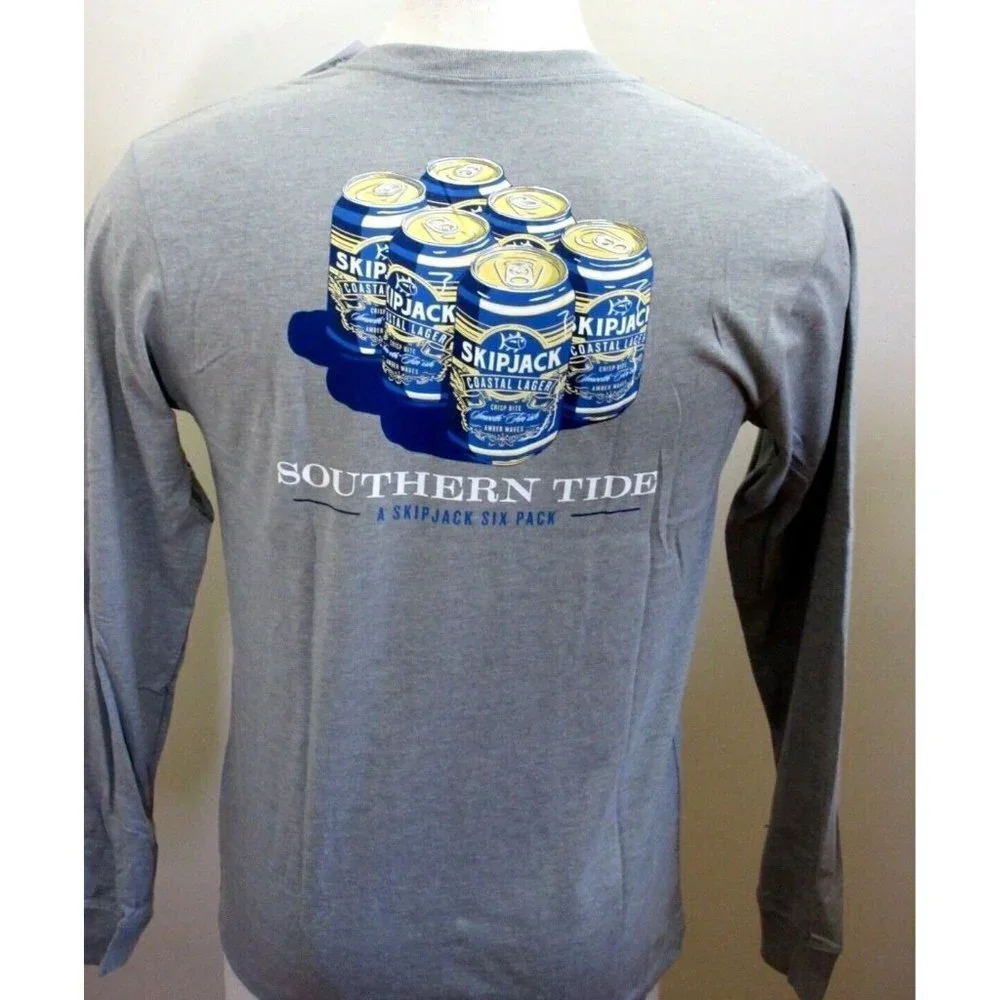 Southern Tide Men's Long Sleeve Skipjack Coastal Lager 6 Pack T shirt Grey NWT - Picture 4 of 4